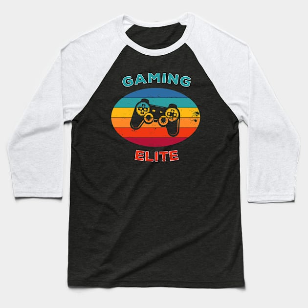 Gaming Elite Gamer Play Video Games Console Gift Baseball T-Shirt by Lomitasu